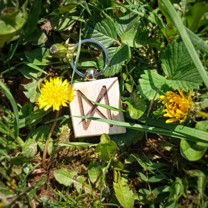 БРЕЛОК ДЕРЕВ'ЯНИЙ КВАДРАТНИЙ РУНА ДАГАЗ (KEYRING WOODEN SQUARE RUNE DAGAZ)